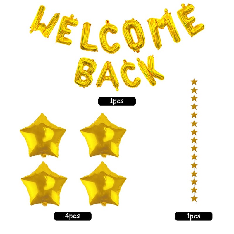 Tazimi 66 Pieces Welcome Back Balloon Banner Decorations Kit with Gold Welcome Back and Star Banner Gold Silver Confetti Glitter Balloons Star Shape Balloons for School Classroom, Wedding, Home Party Decors - Image 4